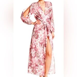 Alexia Admor Mauve Draped Front Floral Dress – No Size Tag (See Measurements)